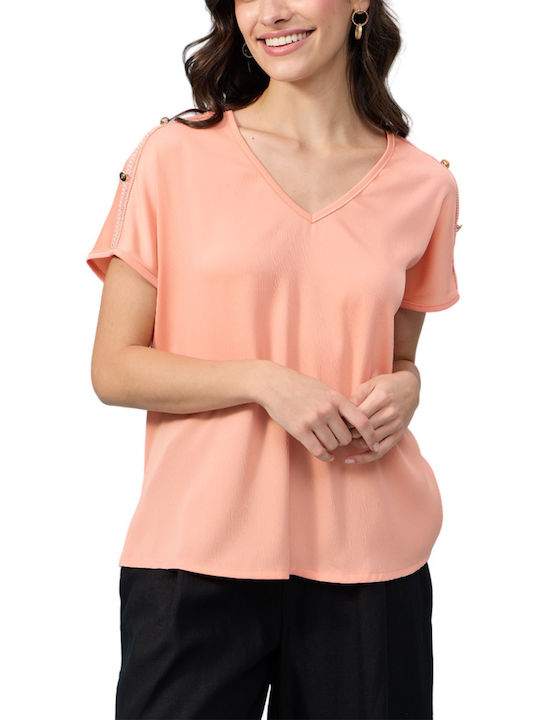 Passager Women's Blouse Short Sleeve with V Neckline Somon