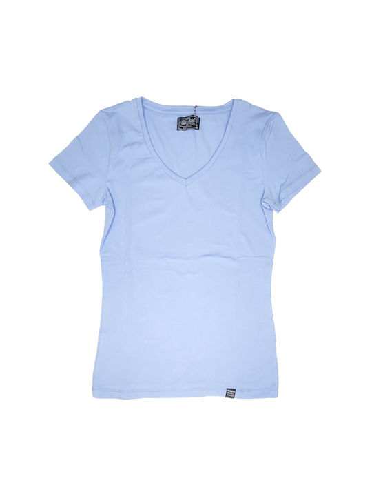 Paco & Co Damen T-shirt mit V-Ausschnitt Sky