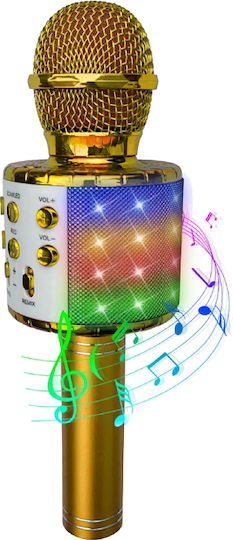 Party Fun Lights Μικρόφωνο Karaoke Ασύρματο 605602 σε Χρυσό Χρώμα