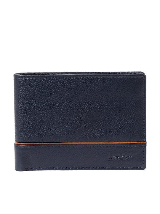 Leather Men's Wallet Classic with RFID Blue