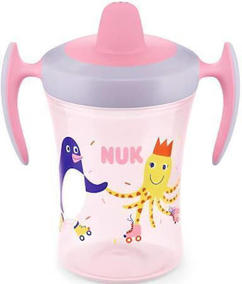 Nuk Cana de antrenament Plastic cu mânere Pink Penguin Octopus pentru 6m+m+ 230ml