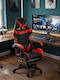 DreamHouse YT088 Gaming Stuhl aus Künstlichem Leder mit Fußstütze Rote