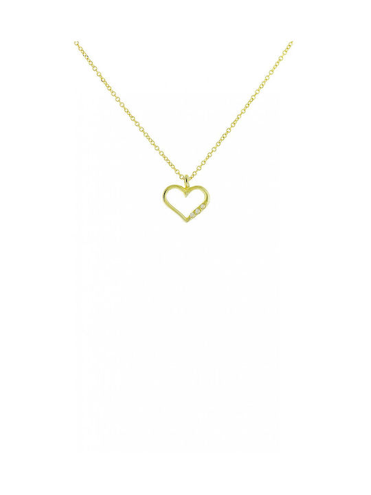 9k Gold Heart Zircon Necklace