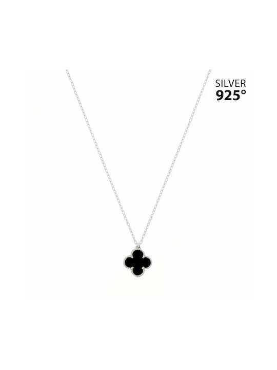 Amor Amor Necklace with design Flower from Silver Black