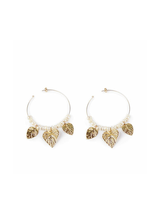 Shabama Earrings Gold Plated with Stones & Pearls