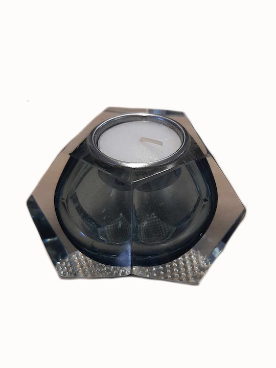 ForHome Candle Holder suitable for Tealights Crystal in Black Color 11x8cm 1pcs