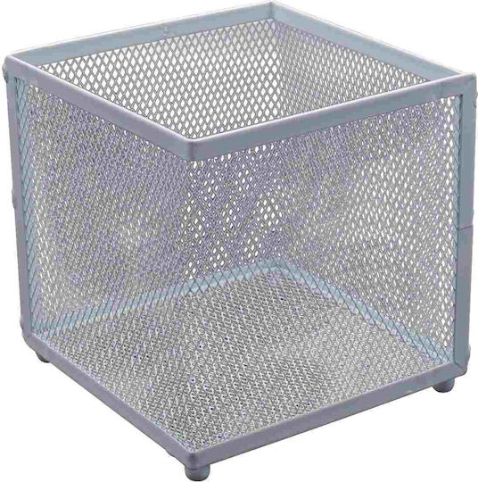 Suport pentru creioane din metal, unchiul George, alb sau negru, dimensiuni 13x13x13cm, organizator de birou, alb