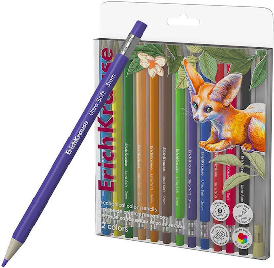 Erichkrause Safari Mechanical Pencils 12pcs Different Colored Leads 3mm 61819