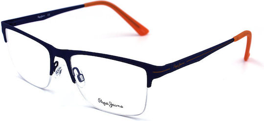 Pepe Jeans Männlich Metallisch Brillenrahmen Blau PJ1232-C4