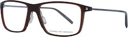 Porsche Design Plastic Eyeglass Frame Brown P8336 56E