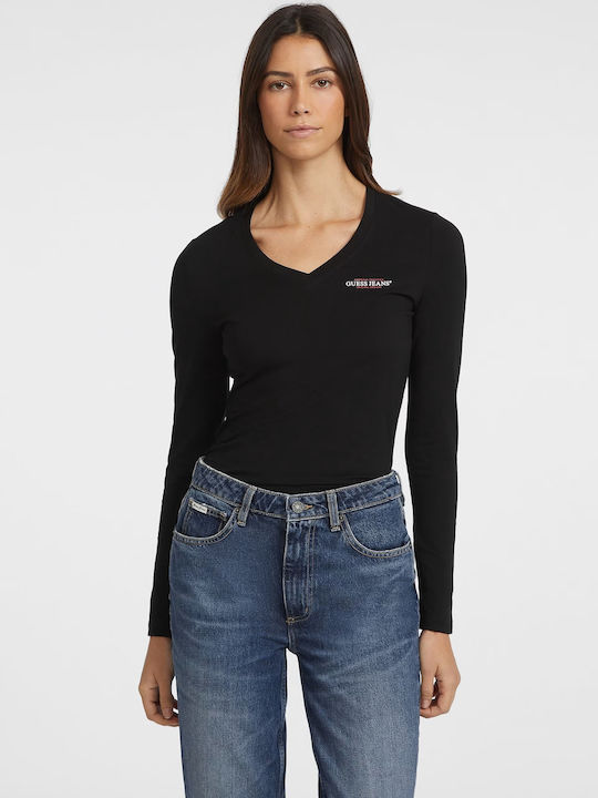 Guess Women's Summer Blouse Cotton Long Sleeve Black