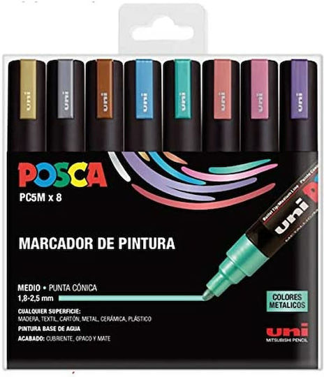 Set de markere de desen Uni-ball Pc-5m/8c, 8 bucăți, multicolor