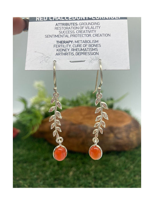 Silver Carnelian Crystal Palace Earrings