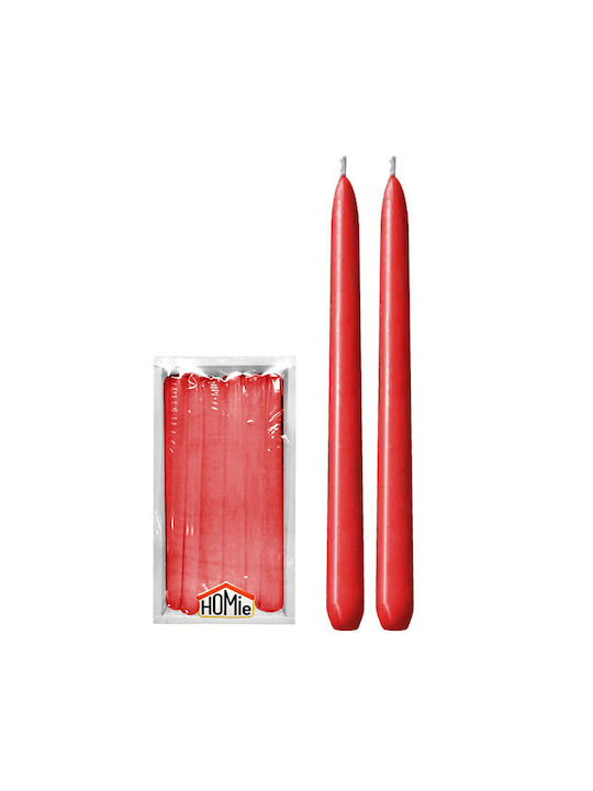 HOMie Dekoratives Kerze Kegel Rote 20cm 12Stücke
