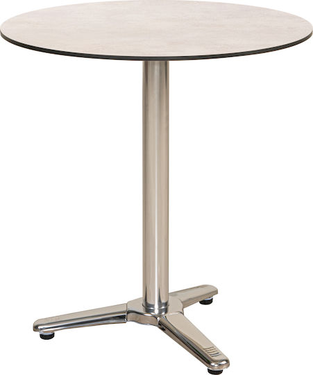 Outdoor Dinner Free Standing Table with Wood Surface and Metal Frame Beige 60x60x75cm