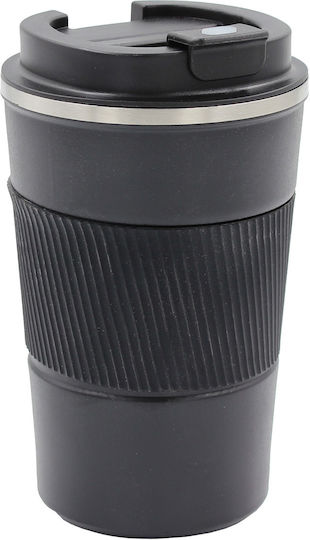Stainless Steel Vacuum Thermos Cup 380 ml Φ8.7x14.5 cm Black Silicone Handle Keskor 42655-4