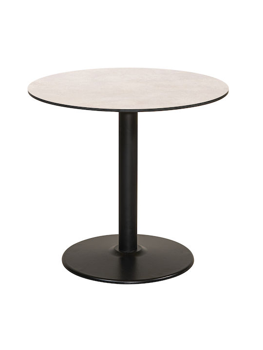 Outdoor Dinner Free Standing Table with Wood Surface and Metal Frame Beige 80x80x75cm