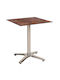 Outdoor Dinner Free Standing Table with Wood Surface and Metal Frame Rust 70x70x75cm