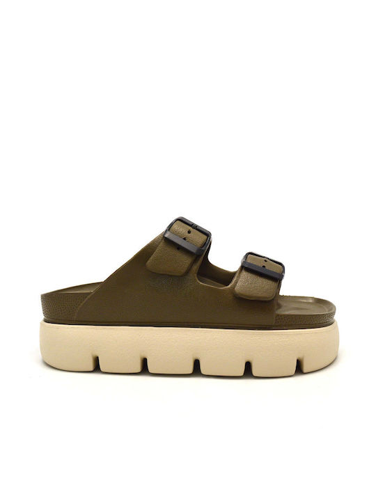 Ateneo Women's Flat Sandals Flatforms in Khaki ...