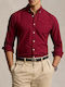 Long-sleeved Denim Shirt Red
