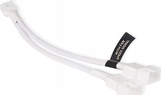Alphacool Cablu Splitter Y pentru Ventilator, 4-pin la 2x 4-pin PWM, 15cm, Alb