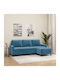 Three-Seater Velvet Couch Blue 198x77x80 cm