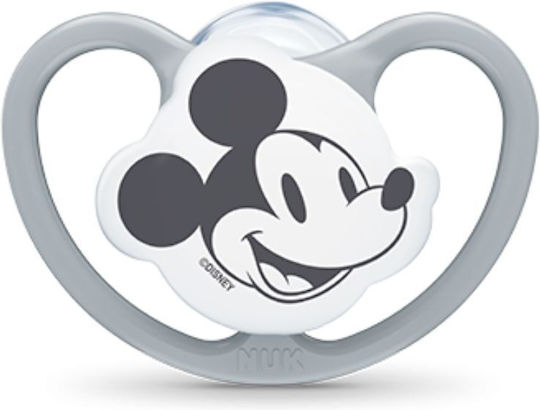 Nuk Space Orthodontic Pacifier Silicone with Case Mickey - Gray for 18-36 months