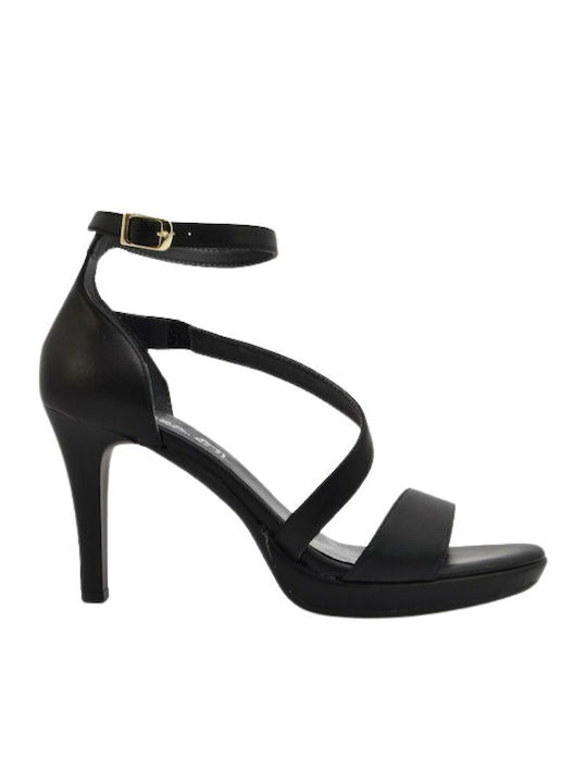 Ragazza Platform Patent Leather Women's Sandals Black with Thin High Heel