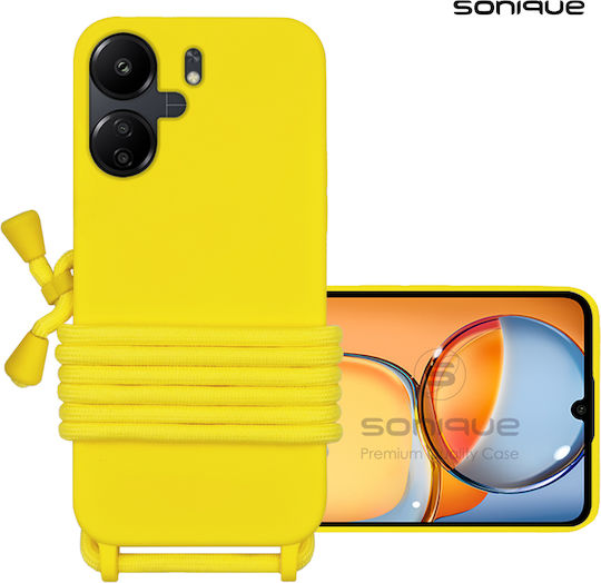 Silicone Case with Lanyard Carryhang Sonique Xiaomi Redmi 13c 4g Redmi 13c 5g Poco C65 4g Yellow