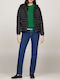 Women's Short Puffer Jacket for Winter with Hood Black