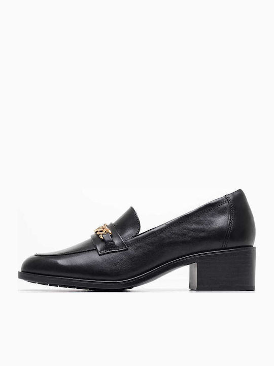 Tamaris Δερμάτινα Γυναικεία Loafers σε Μαύρο Χρώμα