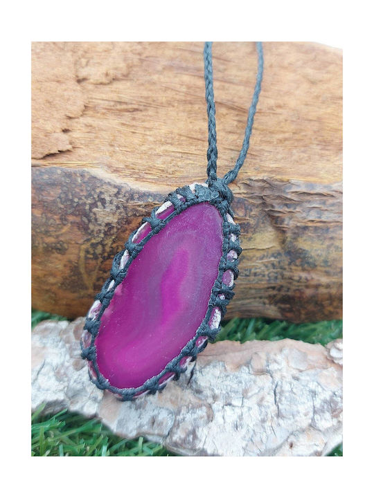 Macrame Rose Agate Necklace