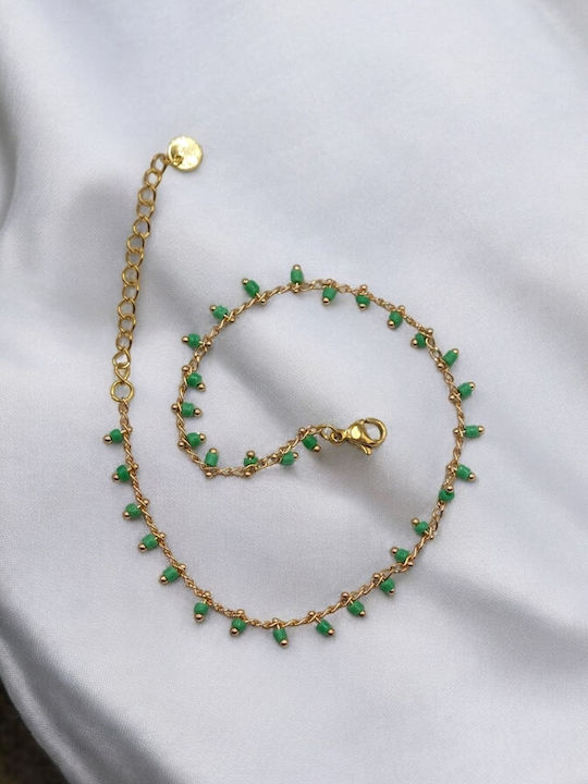 Grünes Vergoldetes Fußarmband aus Stahl
