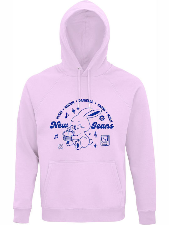 Kids Sweatshirt with Hood and Pockets Creamy Pink NewJeans Members kpop