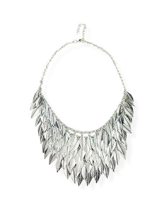 Necklace Choker Leaves Silver Silver