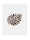 Leaf & Rhinestone Pin Silver Silver