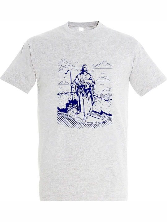 Tricou Unisex "Surfing Jesus" Cenușiu