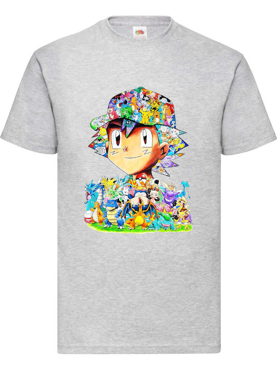 Γκρι Μπλούζα Pokemon Ash Ketchum Pikachu Origin...