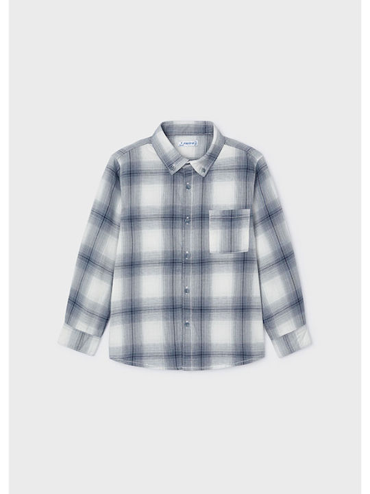 Mayoral Kids Checked Shirt Gray