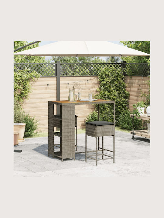Set Bar Exterior 3 Piese Gri Cu Perne