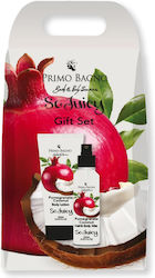 Primo Bagno Pomegranate Coconut Skin Care Set for Moisturizing with Facial Lotion , Body Mist & Scissors