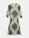 Midi Printed Green Dress