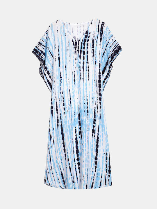 Damen Blaues Print-Kaftan-Kleid