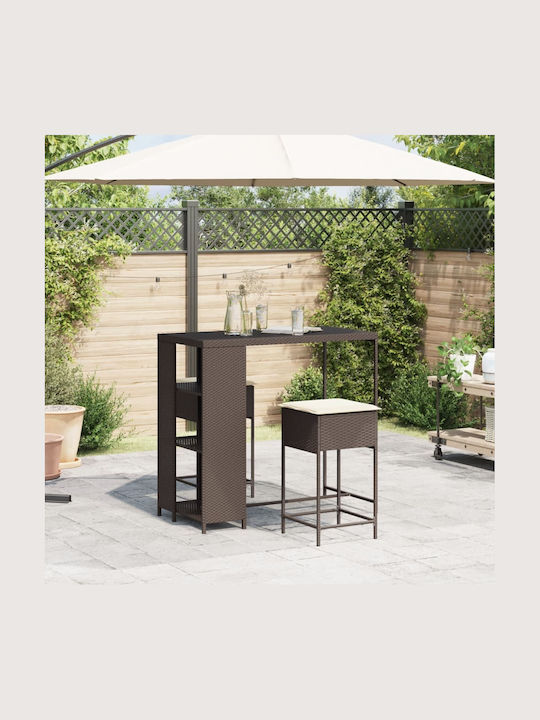Set Bar Exterior 3 Piese Maro Cu Perne