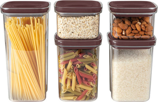 Berlinger Haus Set 5 Stück Lebensmittelgläser Allgemeine Verwendung mit Luftdichtem Deckel Kunststoff Transparent 460ml