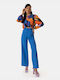 High-waisted Pleated Trousers Blue