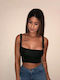 Crop Top Fit Cu Bretele Negru