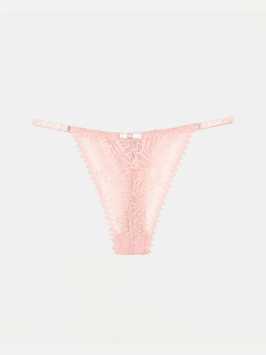 Lace Pink String Briefs