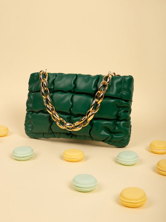 Green Green Shoulder Bag with Golden Chain