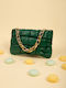 Green Green Shoulder Bag with Golden Chain